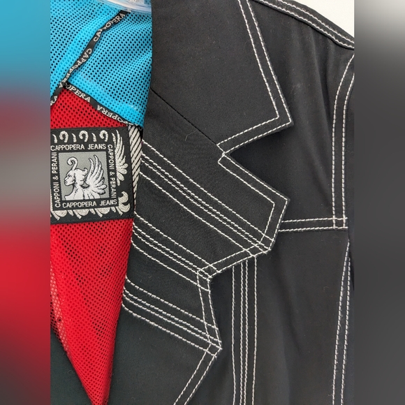 Cappopera Jeans Stitched Black Jacket Metallic Patter Size S - Picture 9 of 9